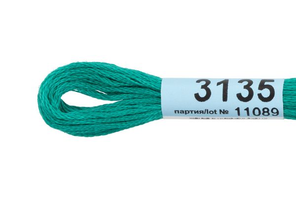 Мулине Gamma 100% хлопок, цв.3135 зеленый, 24 мотка по 8 метров, 894558462