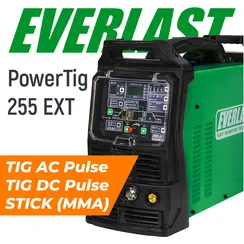 PowerTig 255 EXT Everlast Установка аргонодуговой сварки 3EV255P — полупрофессиональный аргонодуговой сварочный аппарат tig для монтажников, 255 А