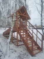 Зимняя деревянная горка Савушка "Зима - 5/1" скат 5 метров (ширина ската 1,25м)