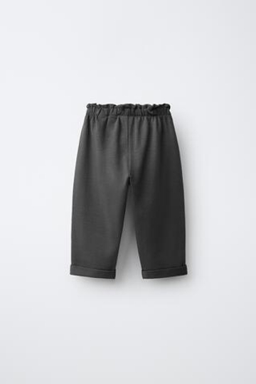 ZARA ТРИКОТАЖНЫЕ БРЮКИ-ШАРОВАРЫ, ТЕМНЫЙ АНТРАЦИТ