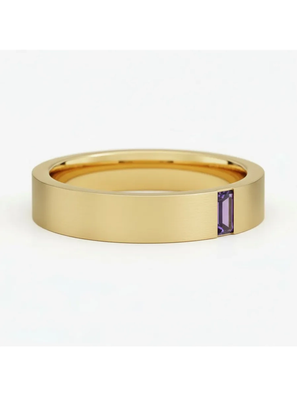 Кольцо с аметистом "багет", серебро 925, родий