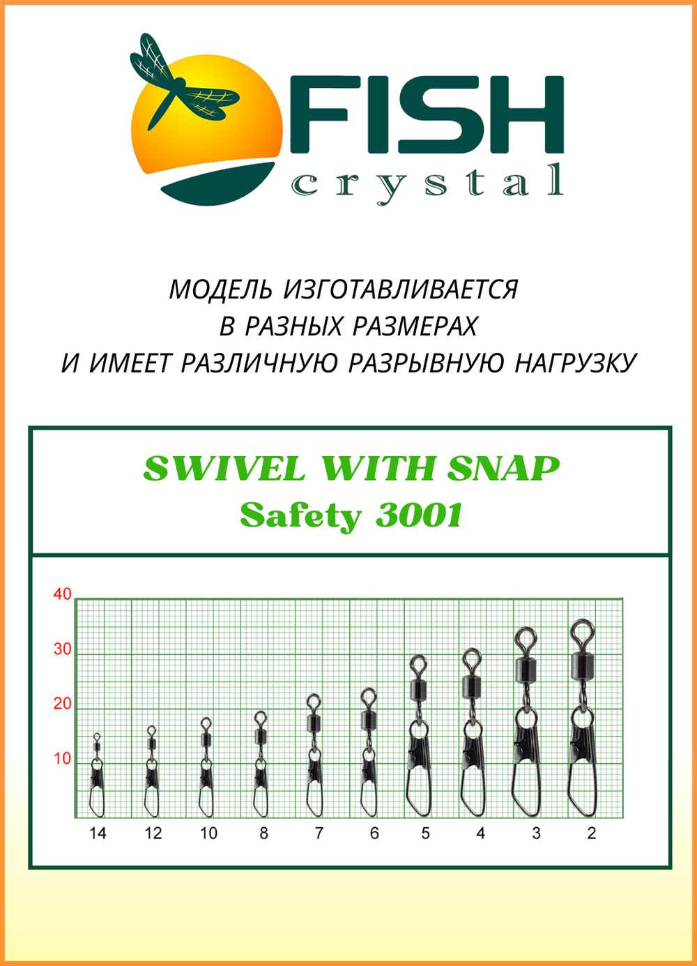 Вертлюжок рыболовный Fish Crystal SWIVEL WITH SNAP с застежкой Safety 3001 №3 (5 упаковок)