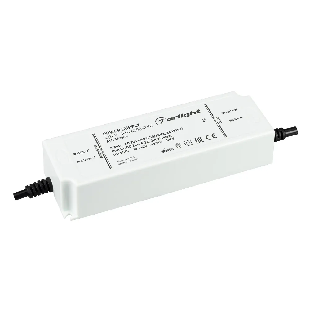 Блок питания ARPV-SP-24200-PFC (24V, 8.3A, 200W) (Arlight, IP67 Пластик, 5 лет) Блок питания ARPV-SP-24200-PFC (24V, 8.3A, 200W) (Arlight, IP67 Пластик, 5 лет)