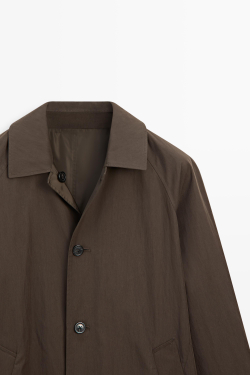 Massimo Dutti Длинный двусторонний тренч, шоколадный