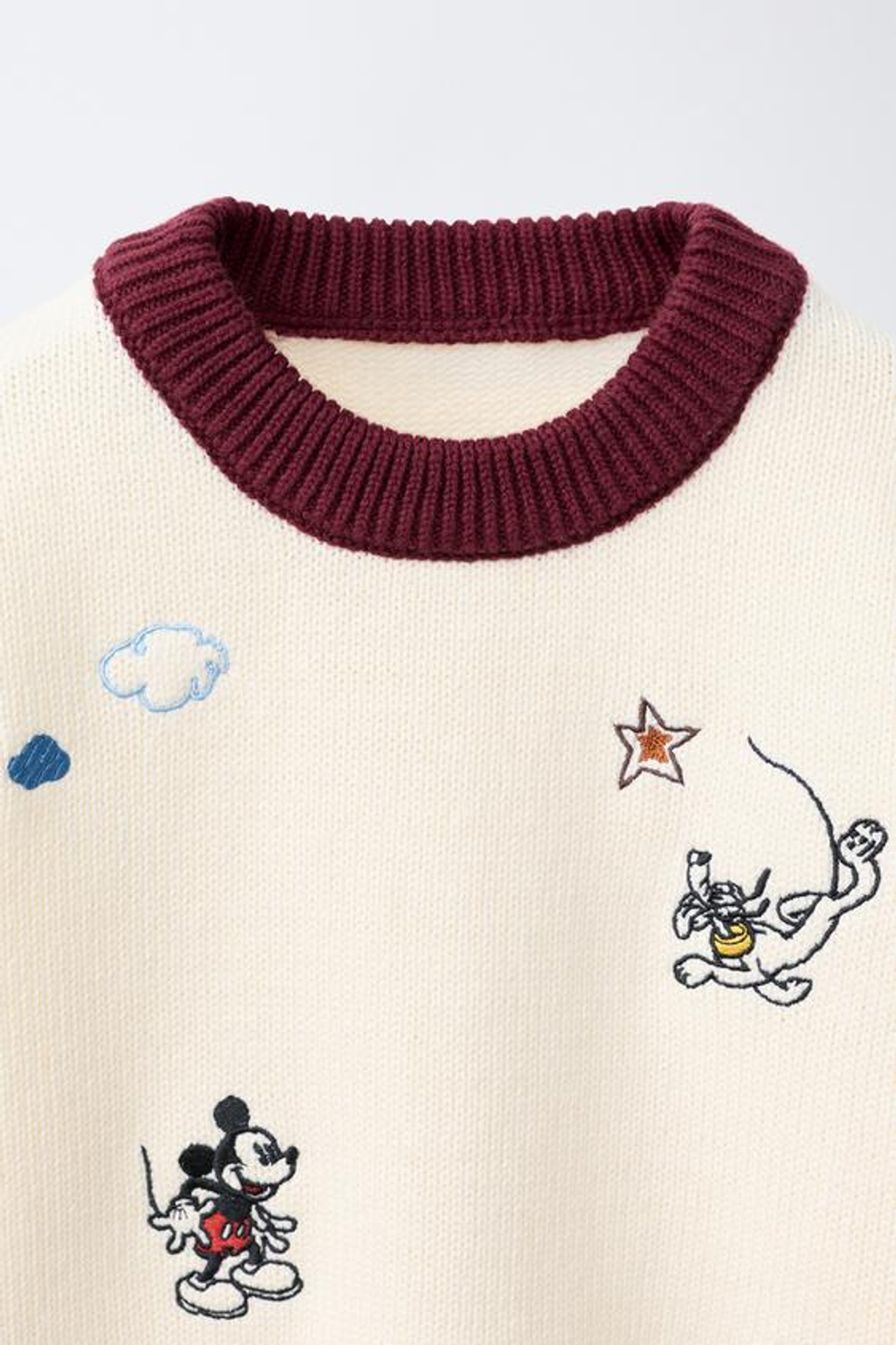 ZARA ТРИКОТАЖНОЕ ПОЛО С ВЫШИВКОЙ MICKEY MOUSE © DISNEY, ЭКРЮ