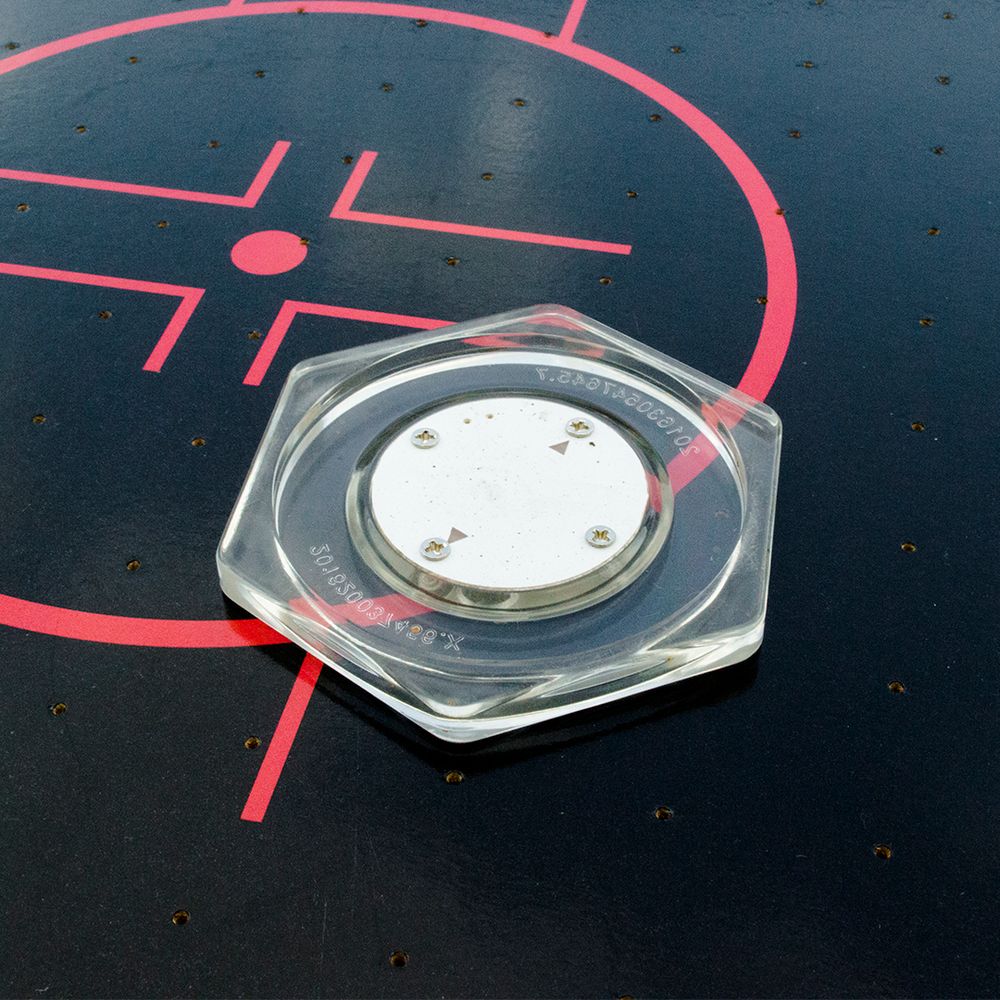 Шайба для аэрохоккея LED "Atomic Top Shelf" (прозрачная, шестигранная, красный светодиод) D74 mm