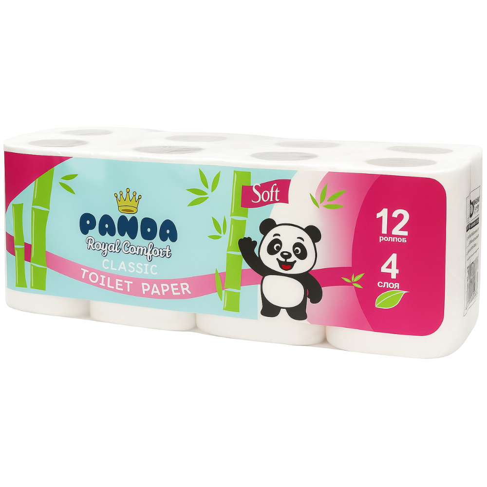 Туалетная бумага Panda Royal Comfort Classic со втулкой 4 слоя 12 шт