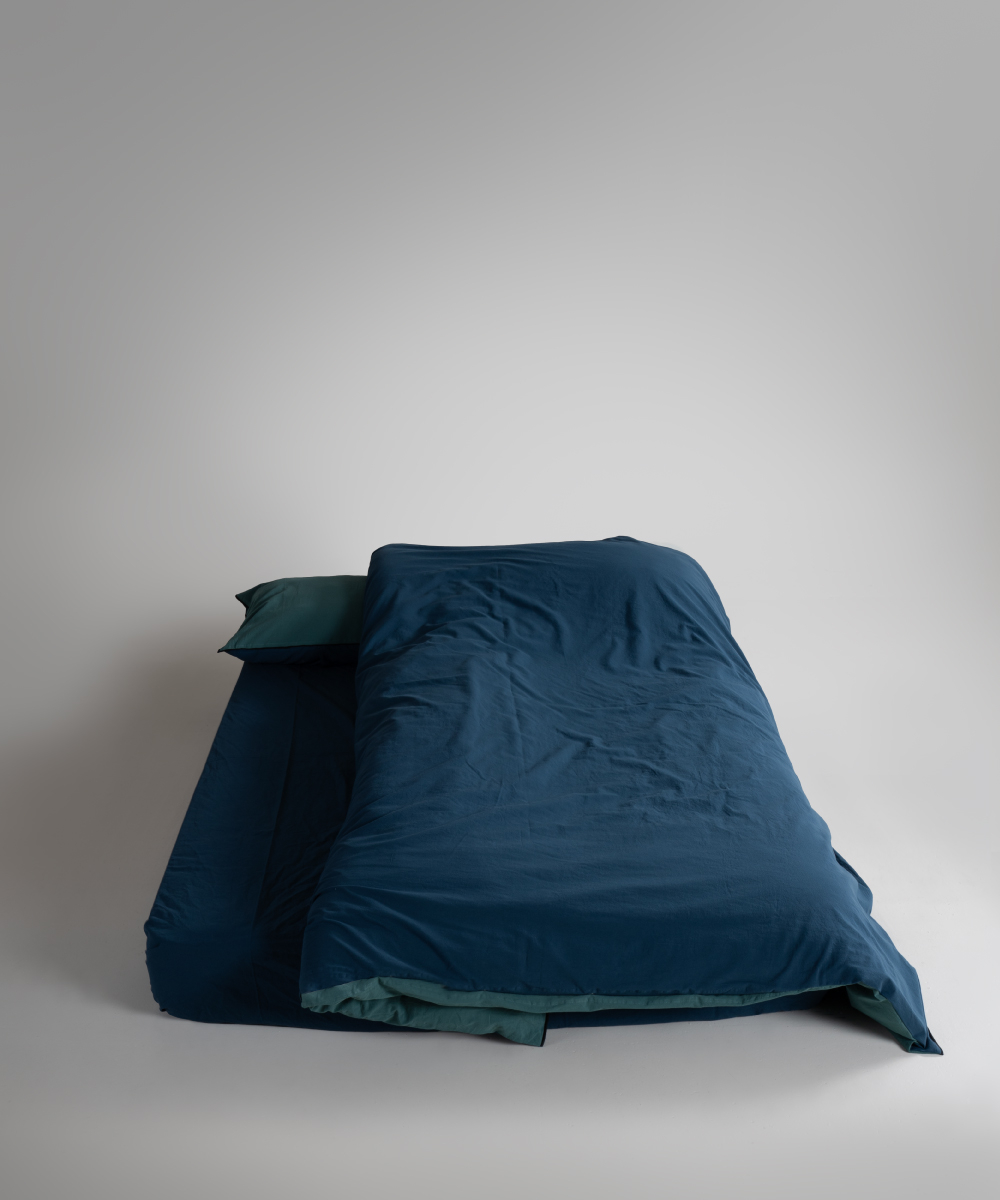 Lımasso КПБ 4 пр. Stonewashed Essualte Dark Green-Dress Blue пододеяльник 200*220, простынь 240*260, наволочки 50*70 2шт