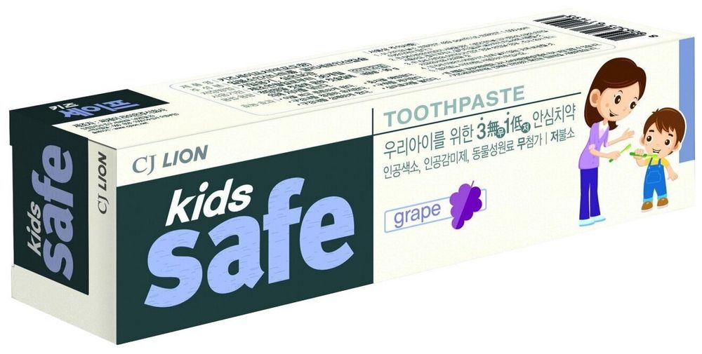 Зубная паста CJ Lion Kids Safe виноград 3-12 лет, 90 г 2 уп