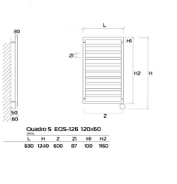 Quadro-5 Дизайн радиатор электрический EQ5 120x60см