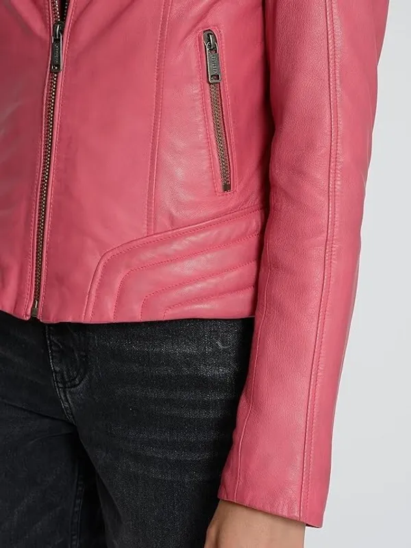 Куртка кожаная женская MUSTANG women's straight biker jacket with det. jersey hood