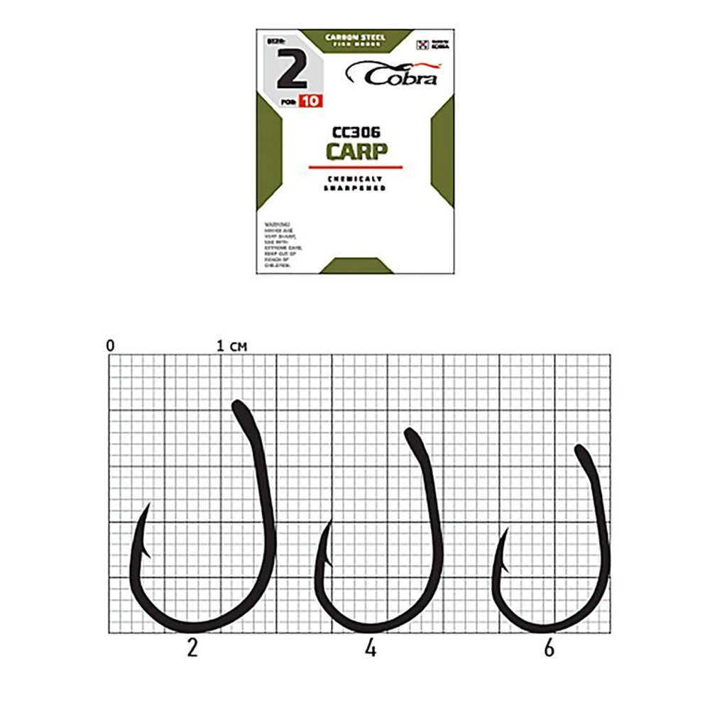Крючки Cobra CARP CC306  №6, 10 шт.