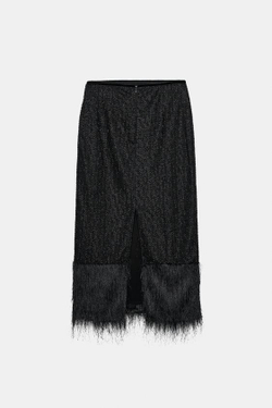 ZARA ПРЯМАЯ ЮБКА С БИСЕРОМ — ZW COLLECTION, ЧЕРНЫЙ