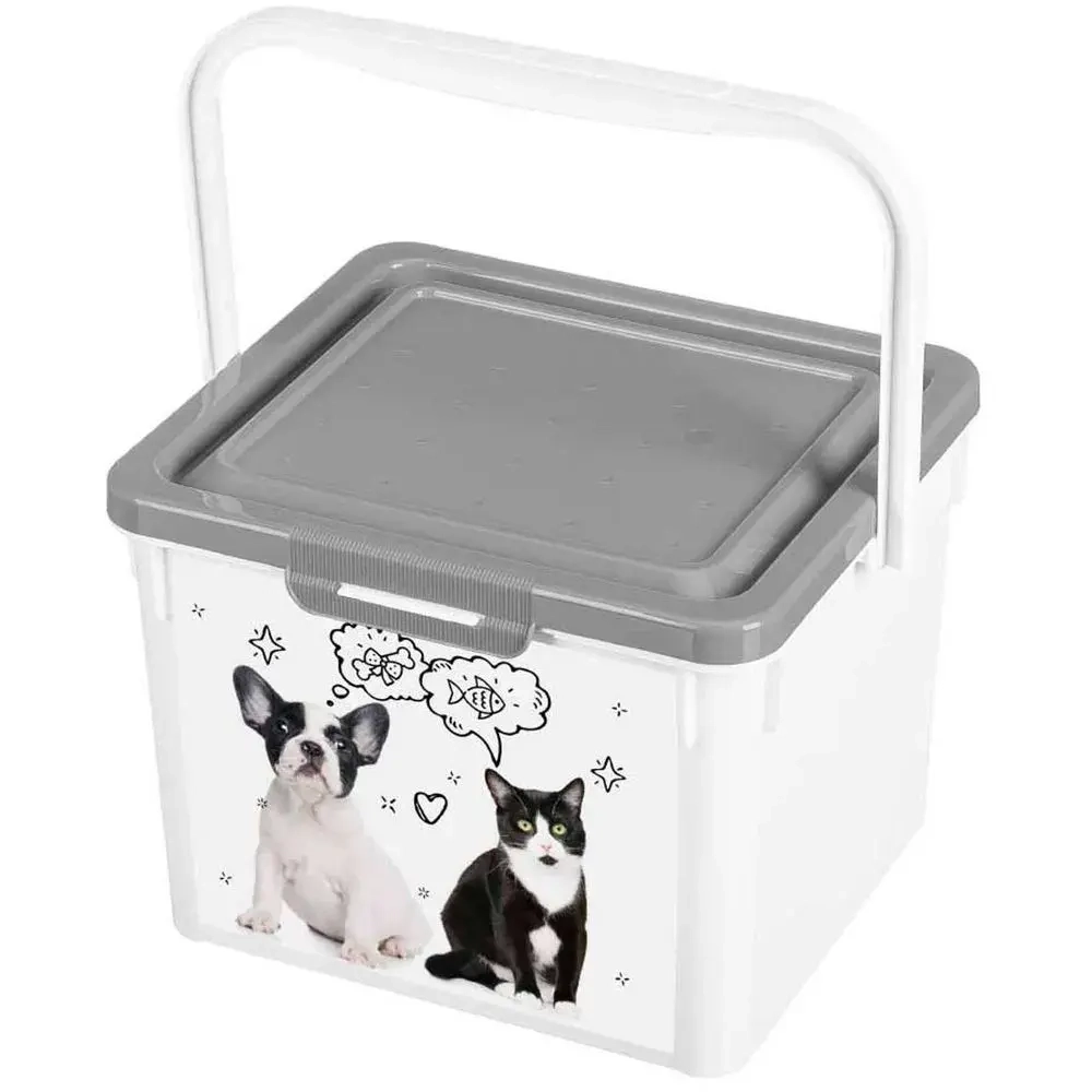 Контейнер для корма с декором lucky pet 5,3л Серый