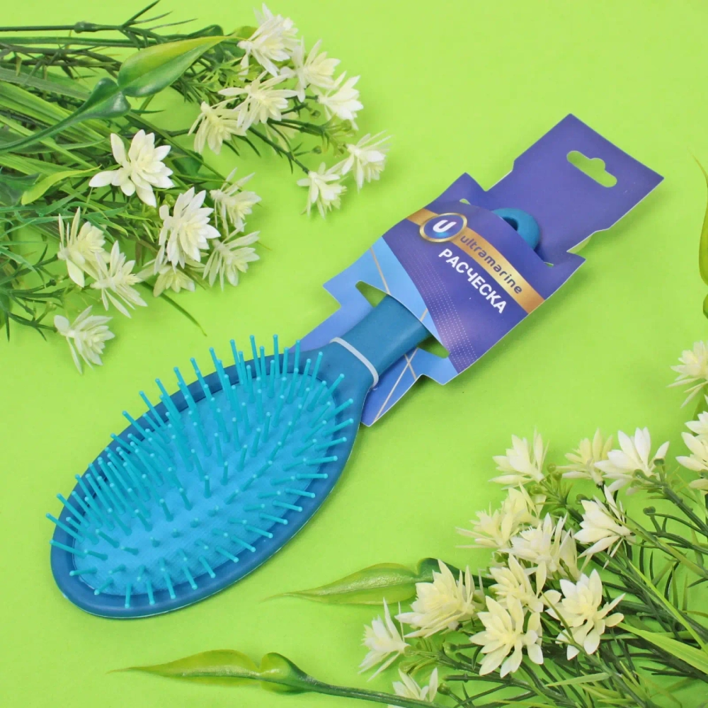 Расческа массажная «Lady Brush», форма овальная, цвет синий, 22,5*7см (блистер Ultramarine)