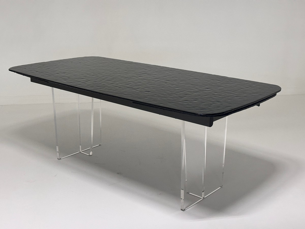 Стол LAURITS 200 GREY, стекло BUBBLE  / Прозрачный каркас ®DISAUR