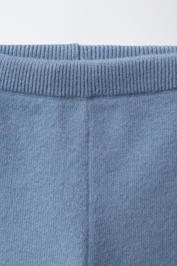 ZARA ТРИКОТАЖНЫЕ ЛЕГИНСЫ С КРУЖЕВОМ, ГОЛУБОЙ