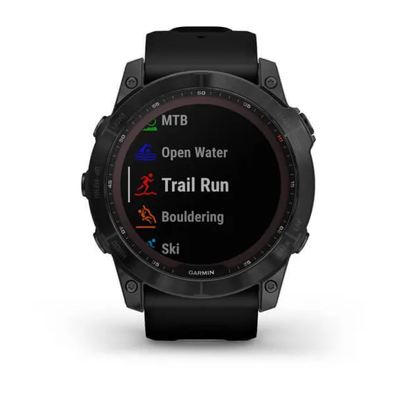 Умные часы Garmin Fenix 7X Sapphire Solar Титановый черный DLC с силиконовым ремешком 010-02541-23