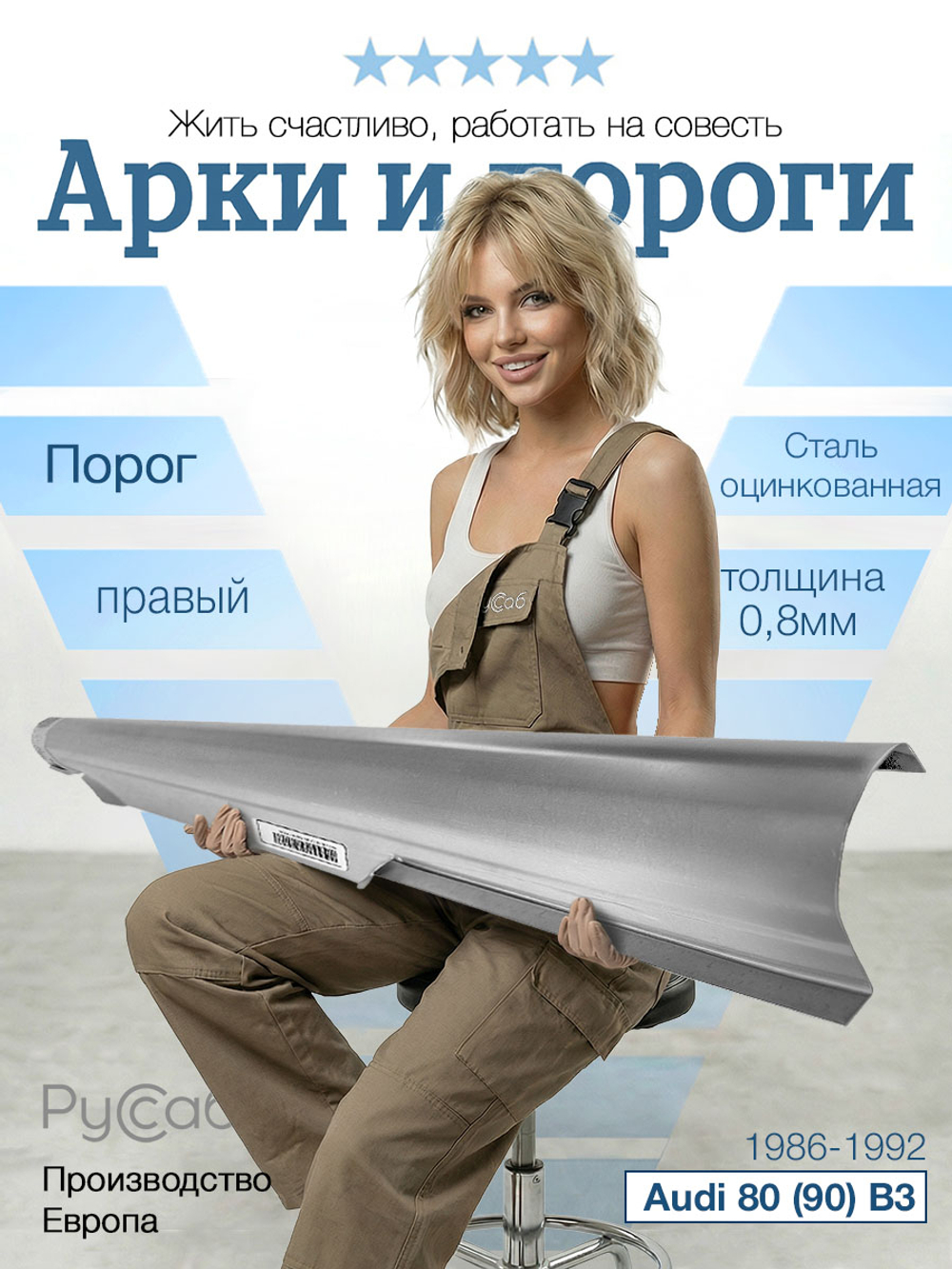 Порог правый Audi 80 (90) B3 1986-1992 (0,8мм)