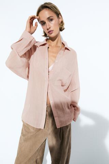 Massimo Dutti Струящаяся рубашка из рами с карманом, пыльная роза