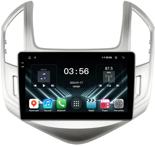 Магнитола для Chevrolet Cruze 1 2012-2015 (рамка серебро) - FarCar S400-DX монитор 9.5" IPS на Android 13, CarPlay