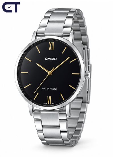 CASIO LTP-VT01D-1B CASIO Collection женские наручные часы — чёрный циферблат, тонкий корпус и минималистичный стальной дизайн