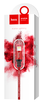 Usb Кабель-зарядка Lightning Hoco X14 Times speed 2A 1м в тканевой оплетке красно-черный
