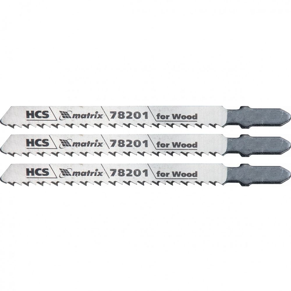 Полотна для электро лобзика по дереву, 3 шт, T101B, 75 х 2.5 мм, HCS Matrix Professional, 78201