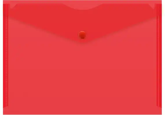 Конверт на кнопке Бюрократ -PK804A5RED A5 пластик 0.18мм красный