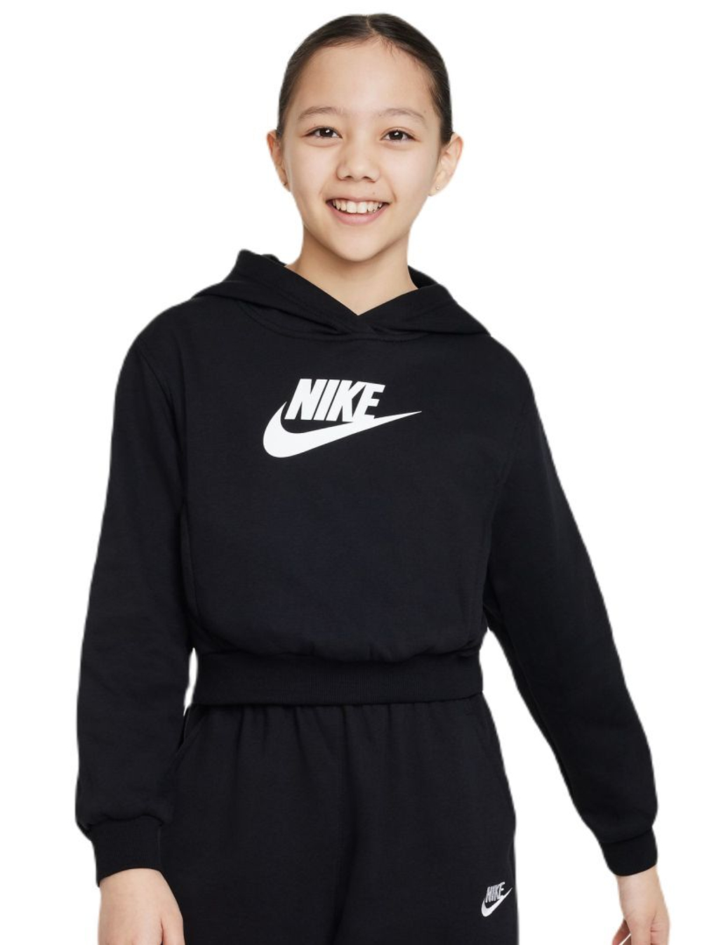 Кофта для девочки теннисная  Nike Sportswear Club Fleece Crop Hoodie - черный