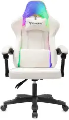 Кресло игровое Knight Wolf RGB белый экокожа/ткань с подголов. крестов. пластик