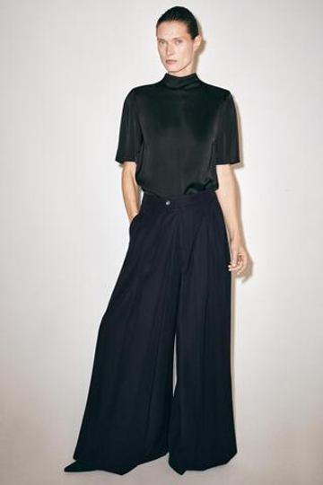 ZARA БРЮКИ ОБЪЕМНОГО КРОЯ ZW COLLECTION, МОРСКОЙ СИНИЙ
