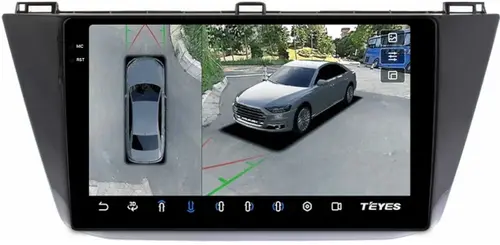 Магнитола для Volkswagen Tiguan 2 2016-2023 (блок в бардачке) - Teyes CC3-2K-360 монитор 10.36" 2K QLED на Android 10, Быстрая, CarPlay, 4G SIM-слот, 4 камеры в комплекте