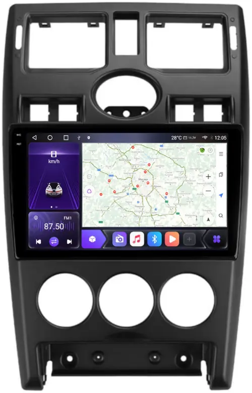Магнитола для Lada Priora 2007-2013 (рамка черная) - Kuberg OL-9066-1 QLed+2K, Android 12, Быстрая, CarPlay, 4G SIM-слот