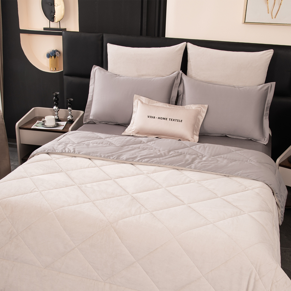 КПБ на резинке Сатин Velvet Premium с Одеялом VPR010, Евро, 4 наволочки, простынь 180*200*25