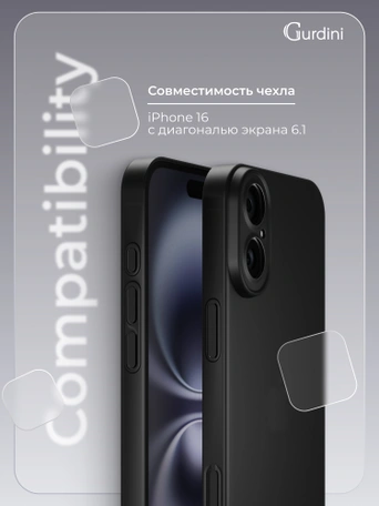 Чехол накладка iPhone 16 6.1" Gurdini Super Slim 0.3 mm Black