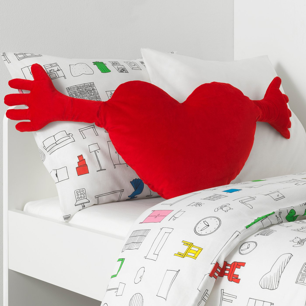 IKEA FAMNIG HJÄRTA  (ИКЕА ФАМНИГ ХЙЭРТА)  -  Подушка - красный 40x101 см