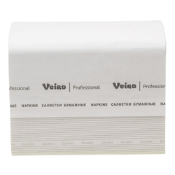Салфетки бумажные обеденные V-сложения Veiro Professional Comfort белые двухслойные (15 пачек по 220 л)