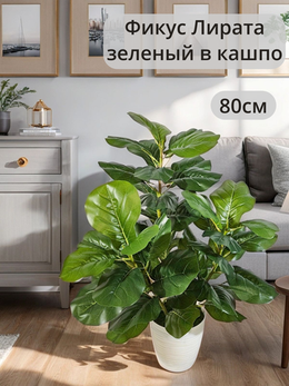 Искусственное растение Фикус Лирата зеленый в кашпо