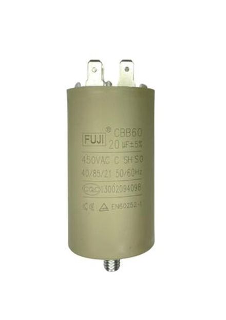 Конденсатор пусковой 450 В 20 мкФ FUJI CBB60 (2+2 PINS+с креплением под болт) 40x70мм