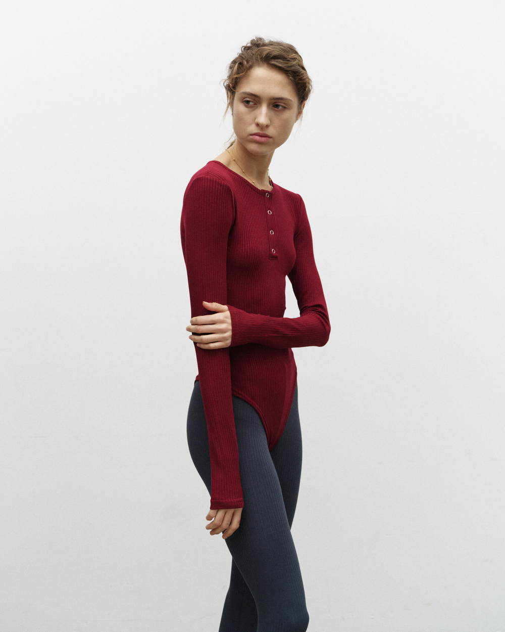 LS Ribbed Bodysuit Rhododendron
