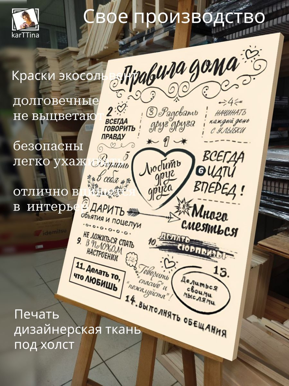 Картина Правила дома модульная 50x70см 1шт.