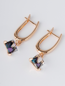 Серьги-подвески Миражи с фиолетовыми кубиками Swarovski