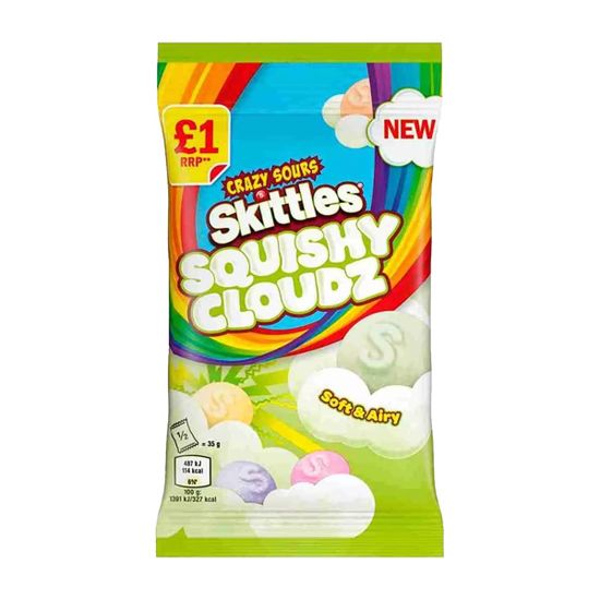 Жевательная конфета Skittles Squishy Cloudz Crazy Sour кислые облака, 70гр (Великобритания)