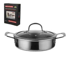 Кастрюля 4 л 26/23*15 см с крышкой New Kitchen Honeycombs нерж. с антиприг. покр. ИНДУКЦИЯ P.L.