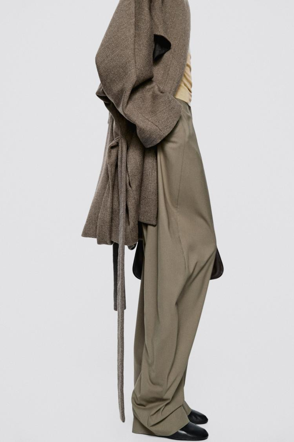 Massimo Dutti Широкие брюки с боковым швом - Limited Edition, серо-коричневый