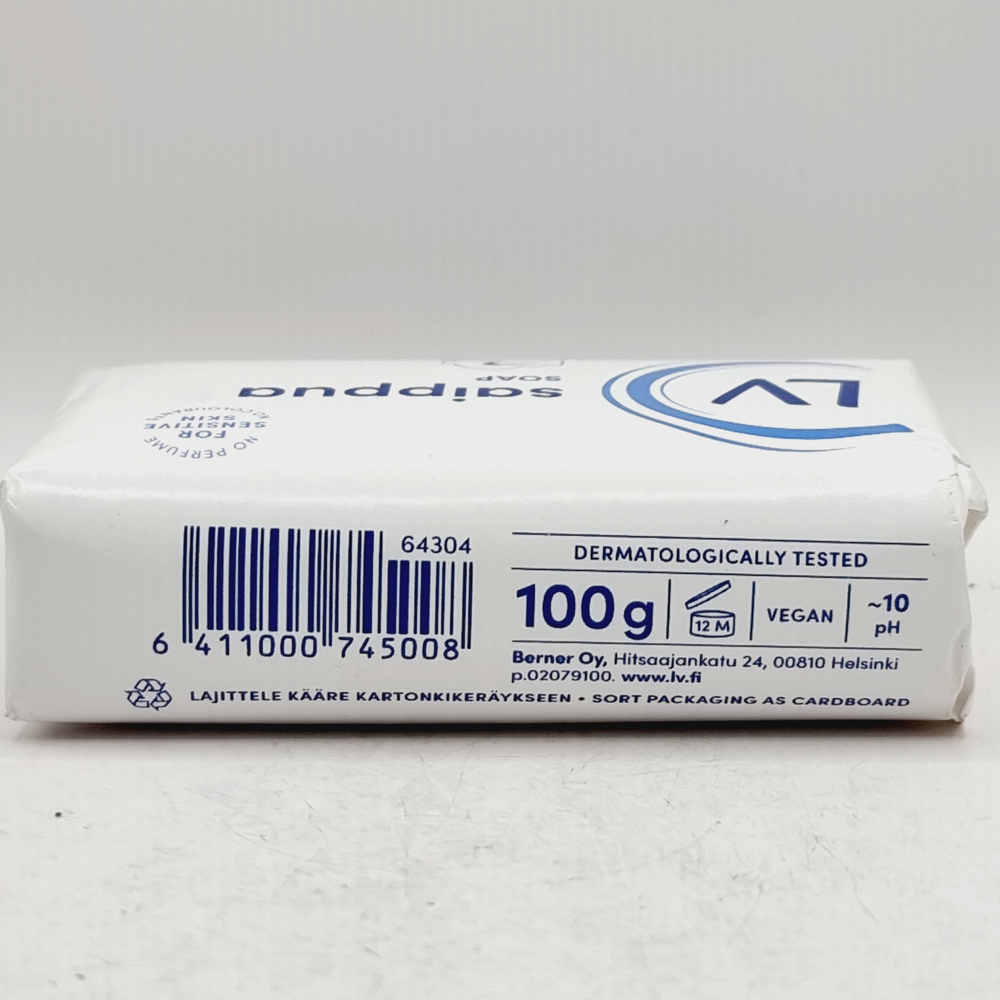 Мыло кусковое LV, 3 шт. по 100 г, гипоаллергенное, без отдушки (из Финляндии)