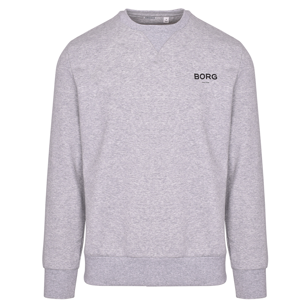 Мужская теннисная кофта Björn Borg Logo Crew - light grey melange