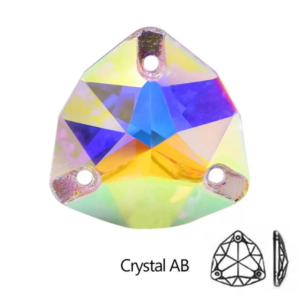 Стразы пришивные, Fat Triangle, Crystal AB, 001 AB, 17mm, (72 ea/pkg), 5A+, (F2)