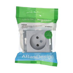 ATLASDESIGN РОЗЕТКА без заземления без шторок, 16А, механизм, АЛЮМИНИЙ